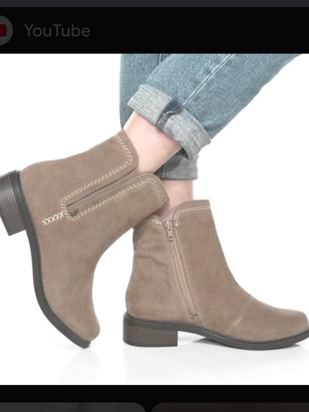 Clarks Maye Pebble Suede Chelsea Ankle Boots Side Zip Stitch Detail Size 7 NWOB - Picture 3 of 11